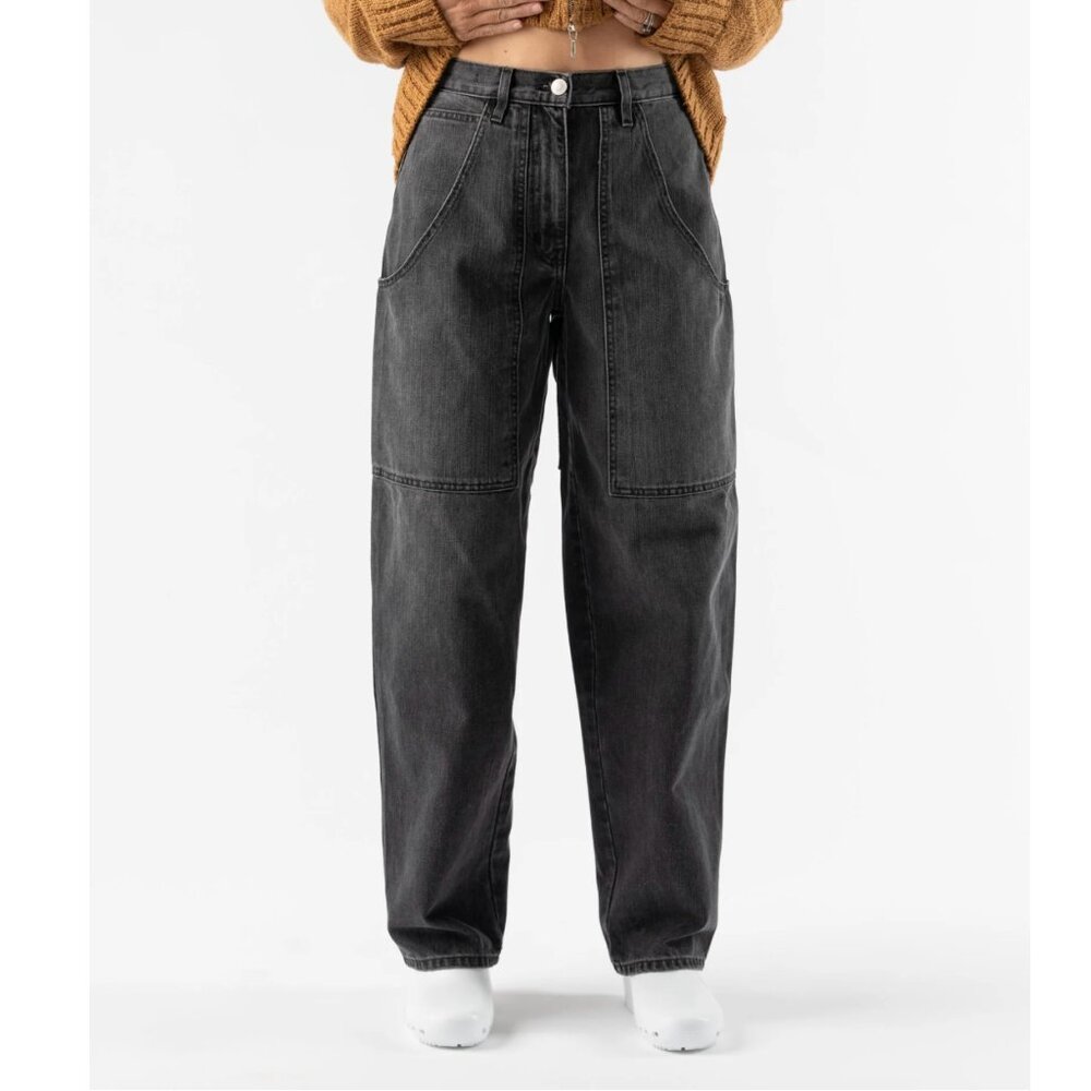 James Street Co Cargo Barrel Jeans Washed Black Sz 25 NWT